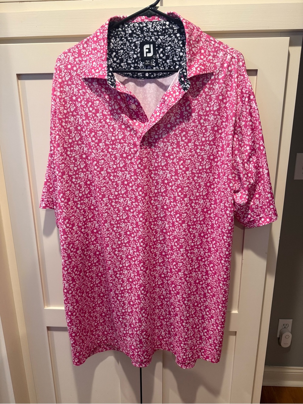 FootJoy Pink Floral Golf Polo with Contrast Collar